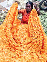 A woman sells flowers