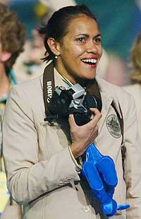 Australia's Cathy Freeman walks at the head of the Australian team at the opening ceremony