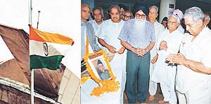 members of the Servants of the People�s Society gather to mourn the death of Vice-President Krishan Kant in Chandigarh 