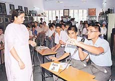 Manav Mangal inter-school quiz competition in progress