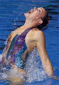Canada�s Claire Carver-Dias performs on her way to winning the women�s synchronised swimming solo