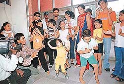 Children give audition test for the forthcoming Youth Achievement Awards