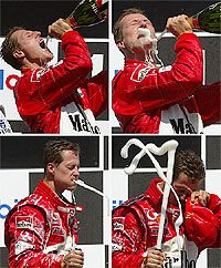A combination of four pictures shows Germany's Formula One World Champion Michael Schumacher