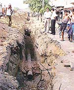Broken telephone ducts at Transport Nagar in Ludhiana 