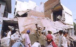 This is what remains of a shop in Gandhi Market in Bathinda after its roof collapsed on Monday.