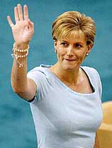 Sophie, Countess of Wessex, waves to the crowd