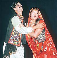 A scene from "Mirza Sahiban" being staged at Tagore Theatre, Chandigarh, on Tuesday.