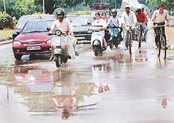 Light showers give a temporary relief from heat in Chandigarh on Wednesday.