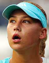 Anna Kournikova of Russia takes a break between games