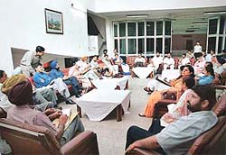The Adviser to the UT Administrator, the Mayor and councillors meet in the UT Guest House, Chandigarh, on Thursday.