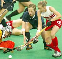 England's Jo Ellis tries to go around