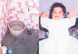 The bathtub in which three-year-old Kudrat died 