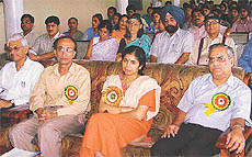 The DPI Colleges, UT Ms Varsha Joshi, (centre) at a library awareness programme