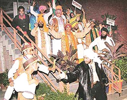 Artistes perform in a sound and light show organised at Punjab Kala Bhavan, Chandigarh, on Tuesday. 