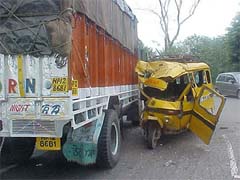 Twelve students of a school in Ambala City were injured when the three-wheeler they were travelling in collided with a truck