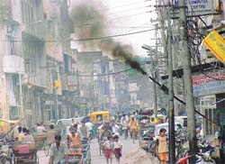 Thick smoke being emanated by a generator