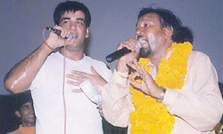 Hakam Sufi, Punjabi Sufi singer, and Ashok Masti, pop singer, perform in Bathinda on Sunday.