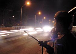 Night-time vigil at the Red Fort, which has been sealed for the I-Day function