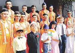 Students dressed up to take part in the Independence Day celebrations at St John High School, Sector 26, Chandigarh, on Thursday.
