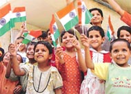 Inmates of Bal Bhavan in a patriotic mood
