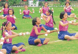 Students of BVM School at the Independence Day celebrations