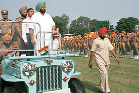 Punjab Chief Minister Amarinder Singh inspects the parade