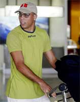 Brazilian soccer star Ronaldo Nazario arrives at the Tom Jobim international airport in Rio de Janeiro