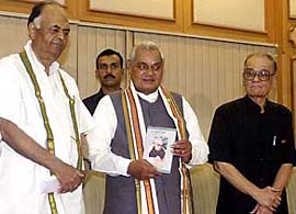 Prime Minister Atal Behari Vajpayee releases a book