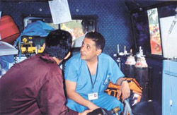 Dr M. Asif Ali of Apollo Hospital monitoring the patient�s condition