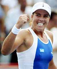 Jennifer Capriati of the United States celebrates her quarter-final win