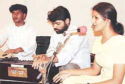 Indira Bali performs at a ghazal-singing competition held at Swami Ram Tirath Bhavan in Sector 24, Chandigarh, on Sunday.