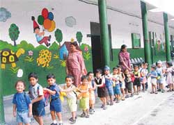 Children go back happily after attending school