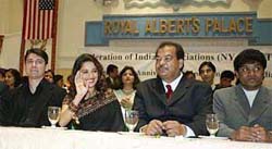 Bollywood actress Madhuri Dixit and her husband Dr Nene with FIA president Albert Jasani and comedian Johny Liver