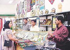 Traditional art and craft products on display at Utkalika, the outlet of Orissa State Co-operative Handicrafts Corporation in Sector 35-D , Chandigarh.