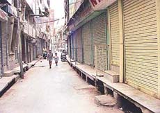 A deserted hosiery market in the old city area in Ludhiana on Tuesday.