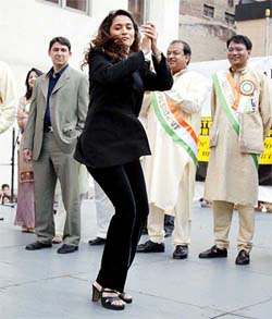 Bollywood star Madhuri Dixit entertains the crowd