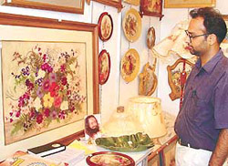 Work in flora art on display at the Mega Show organised in the Government College for Women, Ludhiana