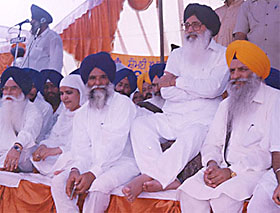 Former Chief Minister Parkash Singh Badal during a political conference