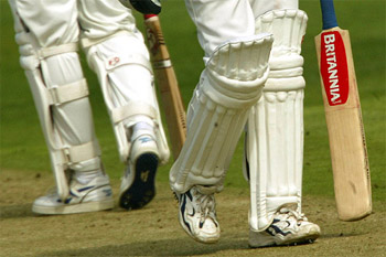 Advertising on Rahul Dravid's bat during the first day's play of the third Test