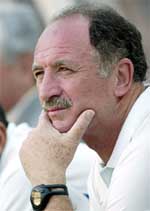 Brazilian coach Luiz Felipe Scolari observes a friendly match with Paraguay