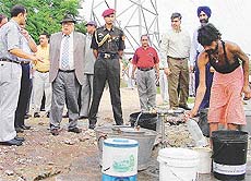 The UT Administrator, Lieut-Gen J.F.R. Jacob, visits Palsora village 