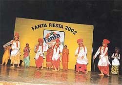 One of the participating teams perform a bhangra 