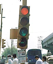 Twilight Zone: Nonplussed motorists don�t know whether to stop or to go at this crossing. 