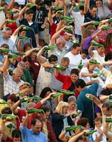 Thousands of people pour cider