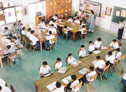 A view of the library of BCM Arya Model Senior Secondary School