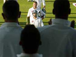 England's captain Nasser Hussain and Alec Stewart