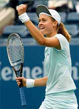 Elena Bovina of Russia celebrates her win
