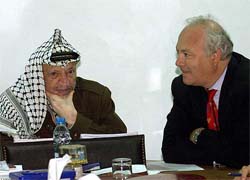 Palestinian President Yasser Arafat meets European Union peace envoy