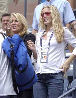 Actress Bridgette Wilson with an unidentified friend 