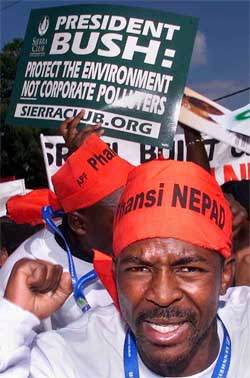 Protestors march to the Earth Summit from Alexandra township